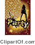 Vector Retro Clipart of a Silhouetted Party Girl and Disco Ball by MilsiArt
